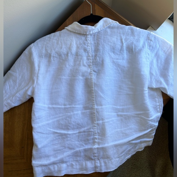 Madewell Linen Collared Button Up Top White XS - Picture 9 of 9